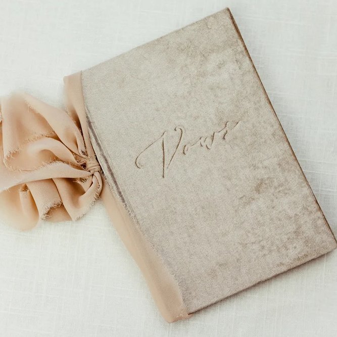 Classic Champagne Wedding Theme Velvet Vow Book