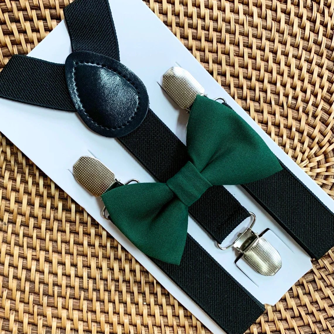 Dark Green Bow Tie & Black Suspenders Wedding Ideas