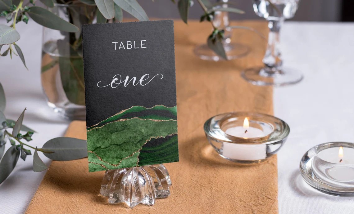 Emerald Green Wedding Table Number Template