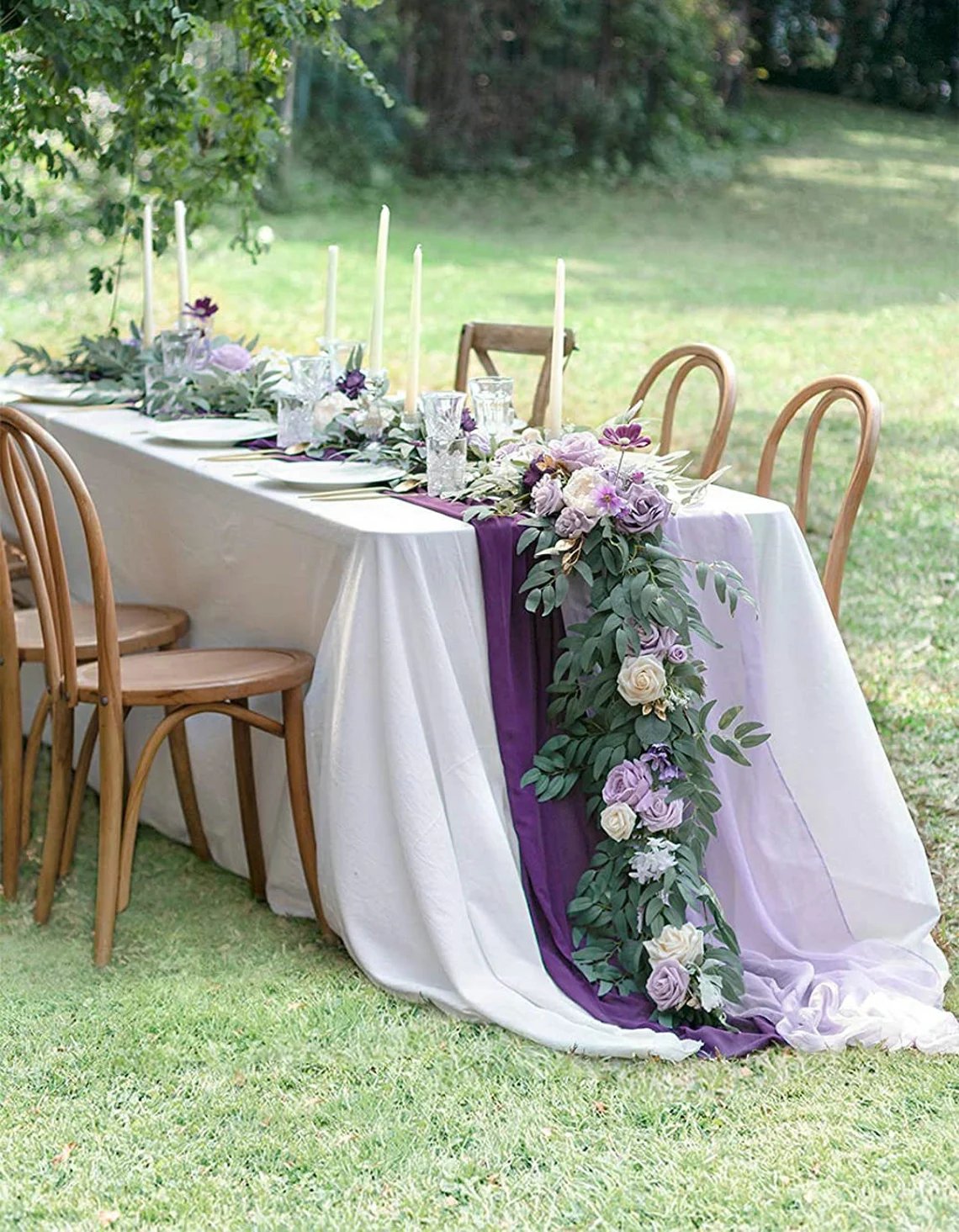 Lilac Lavender Flower Wedding Table Runner