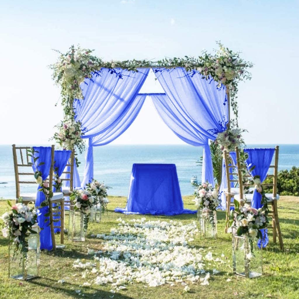 Royal Blue Chiffon Backdrop Wedding Decor Ideas