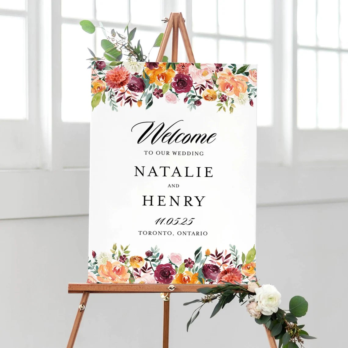 Autumn Bloom Wedding Welcome Sign Printable