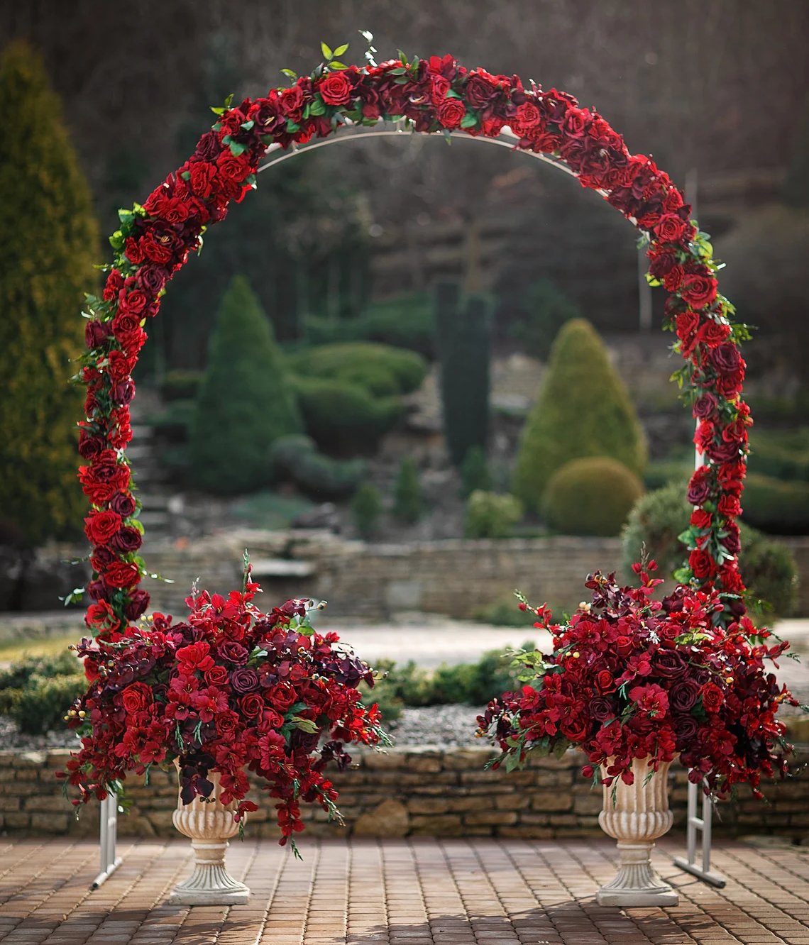 Dark Red Flowers Wedding Garland