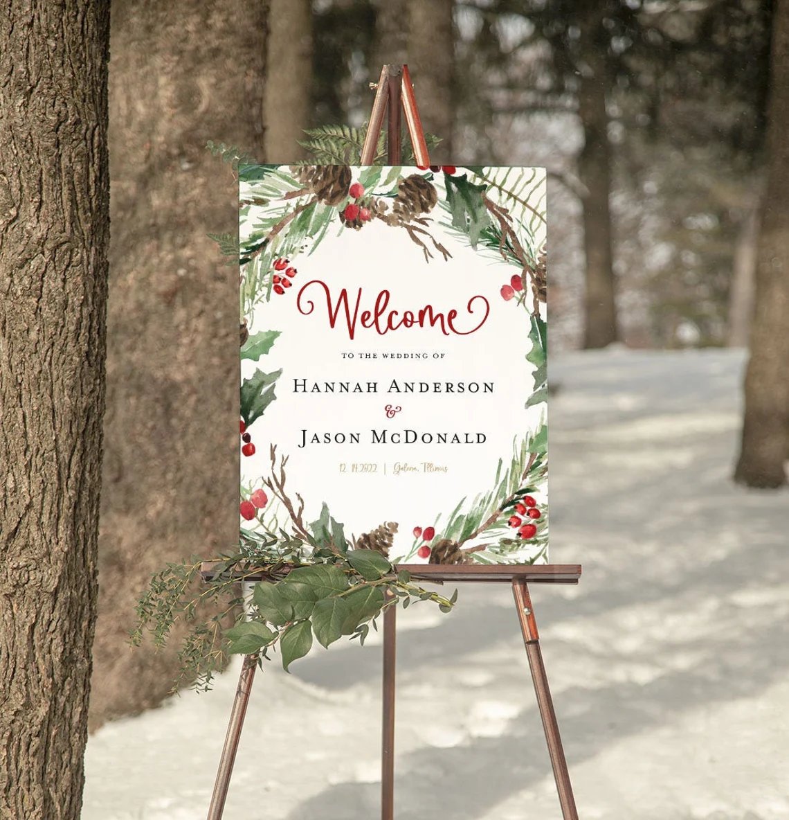 Christmas Wedding Welcome Sign Printable