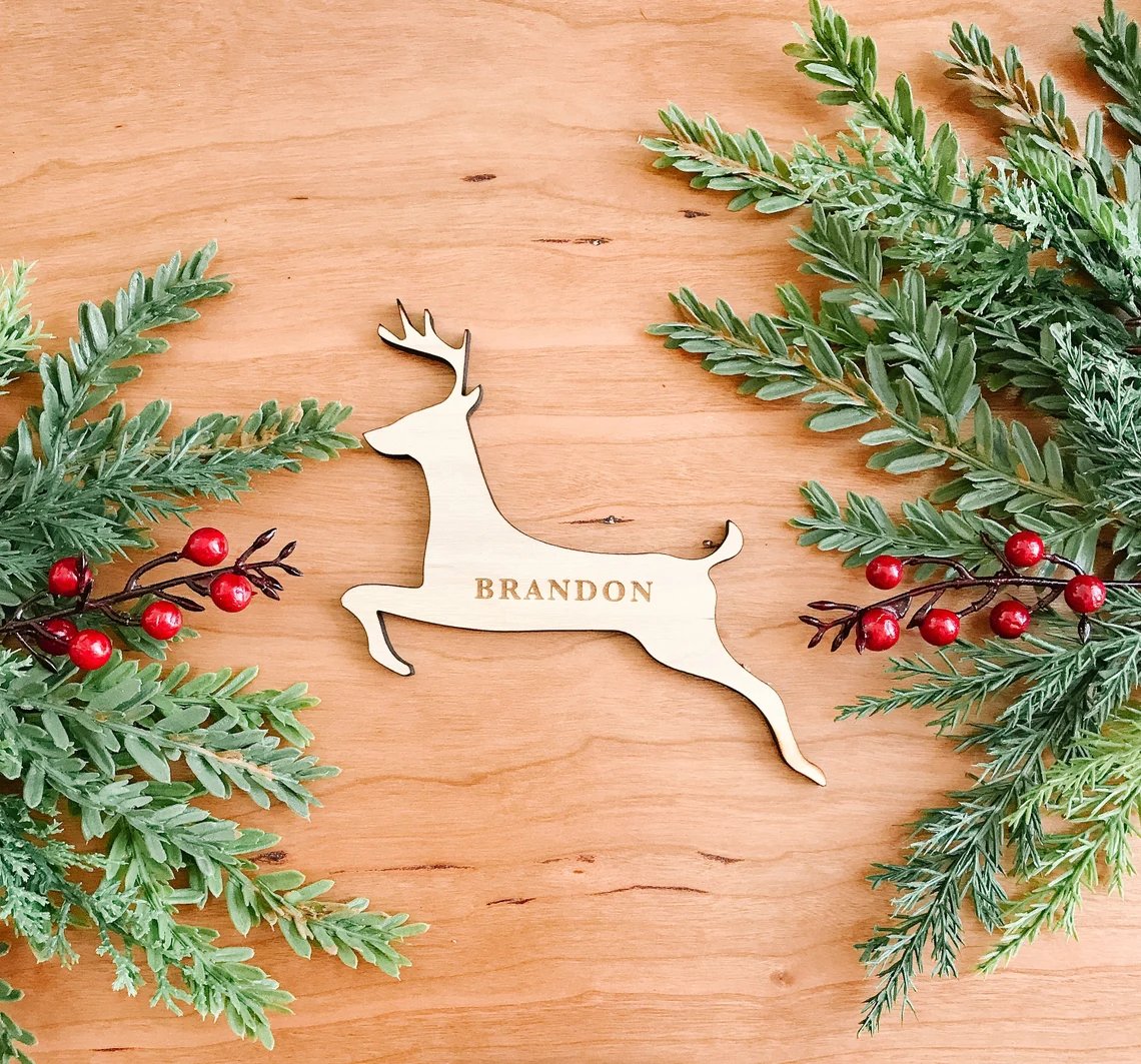 Deer Name Place Cards Christmas Wedding Table Decor