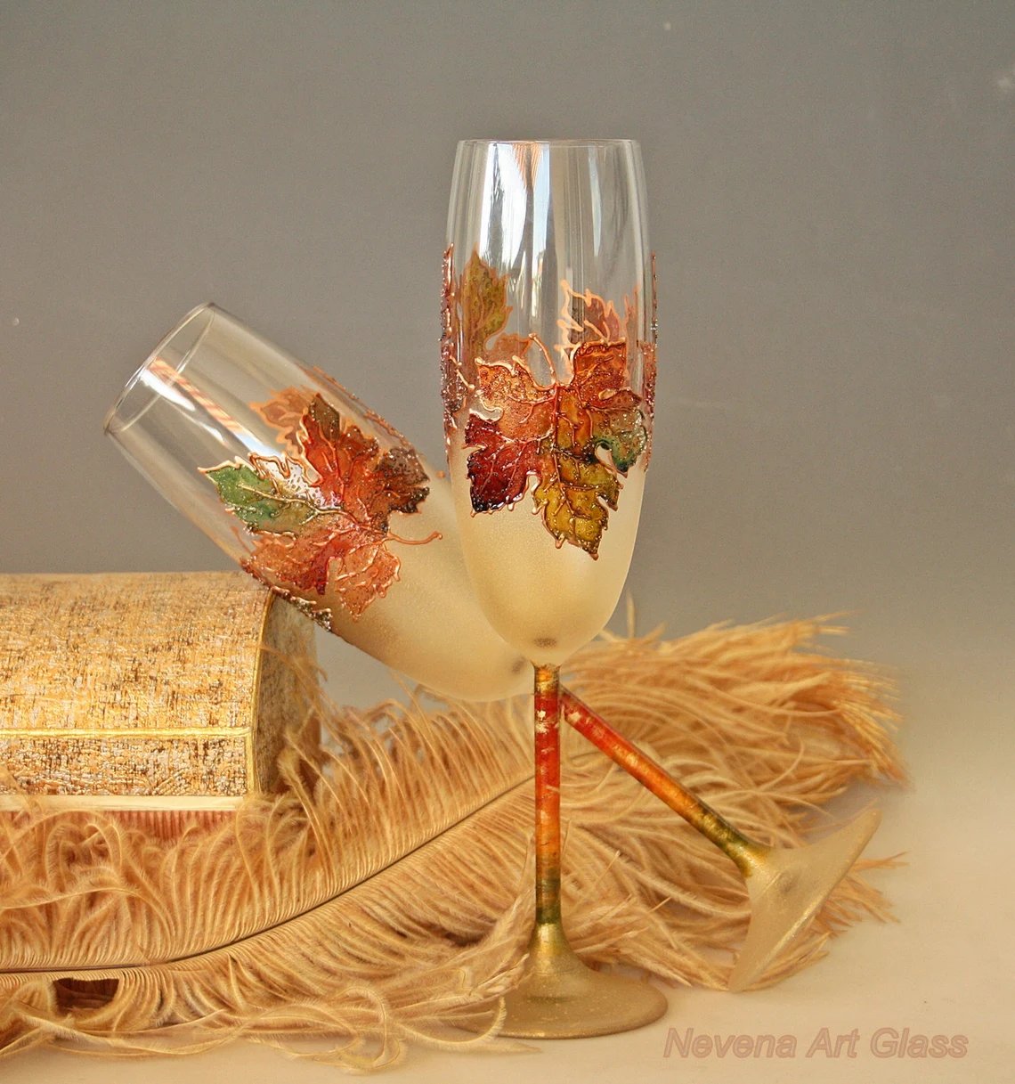 Fall Wedding Toasting Flutes