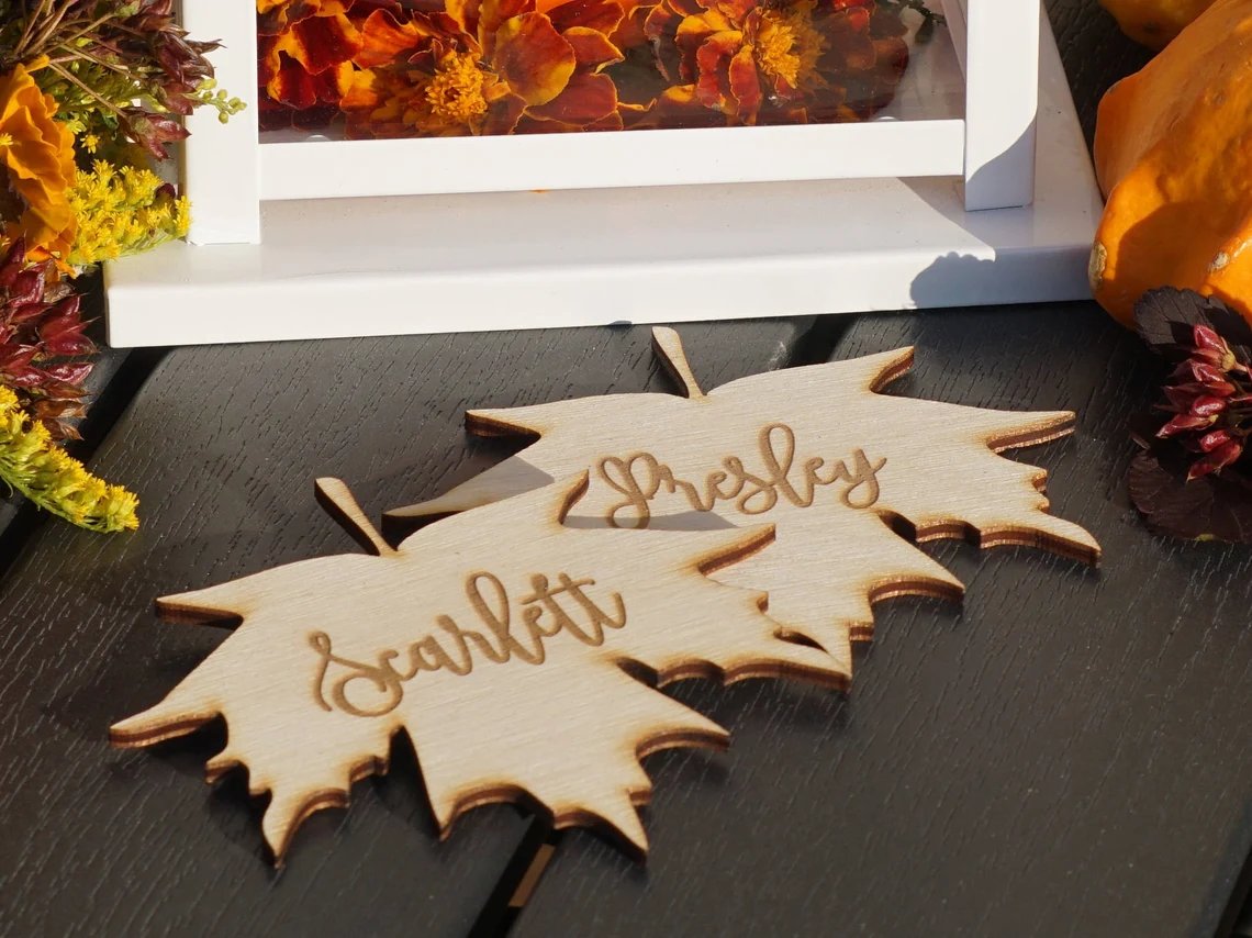 Maple Leave Fall Wedding Place Cards
