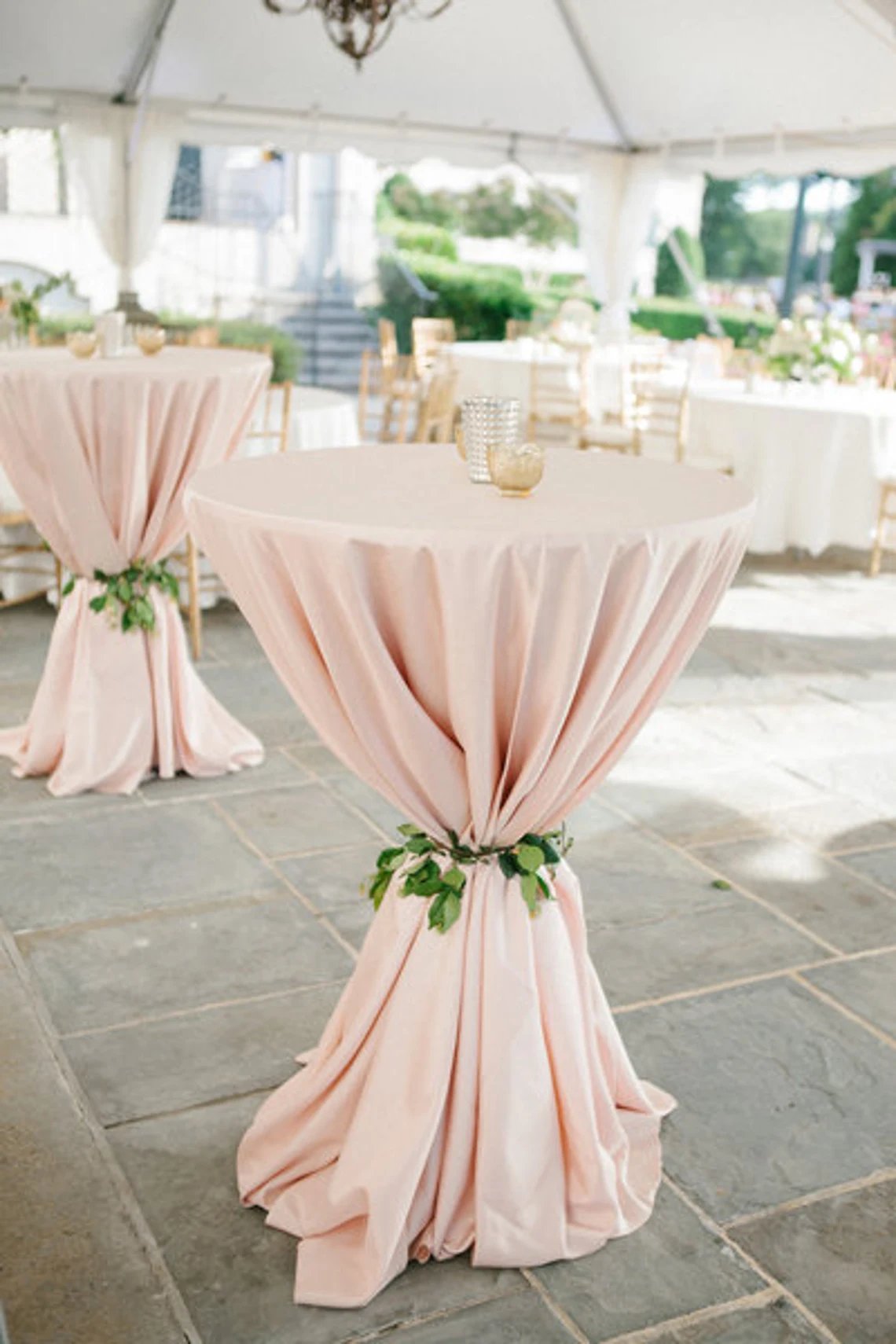 Blush Pink Wedding Cocktail Tablecloth Decor