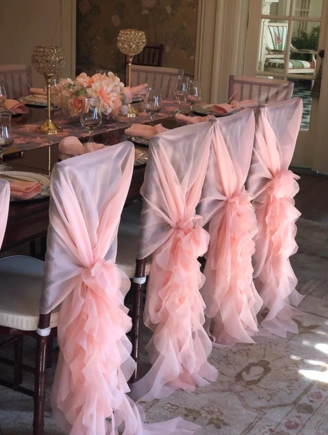 Blush Pink Curling Willow Wedding Chair Sash