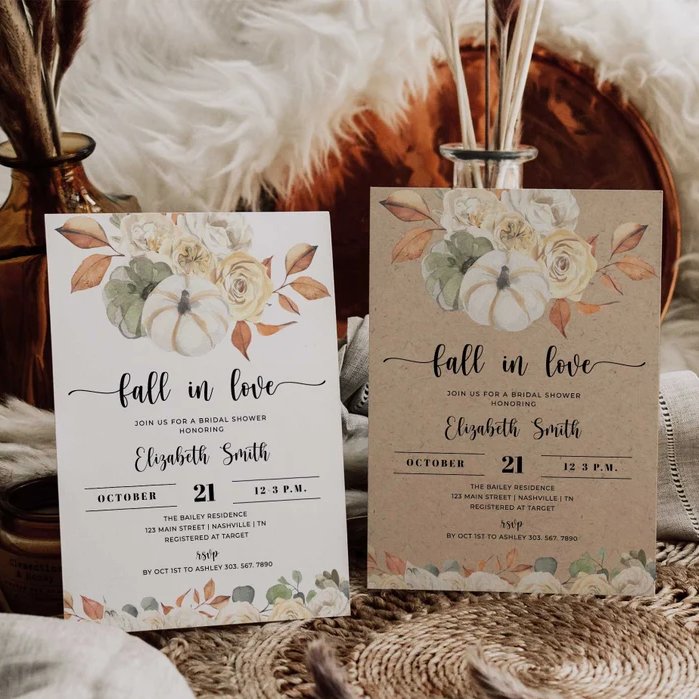 Fall in Love Bridal Shower Invitations