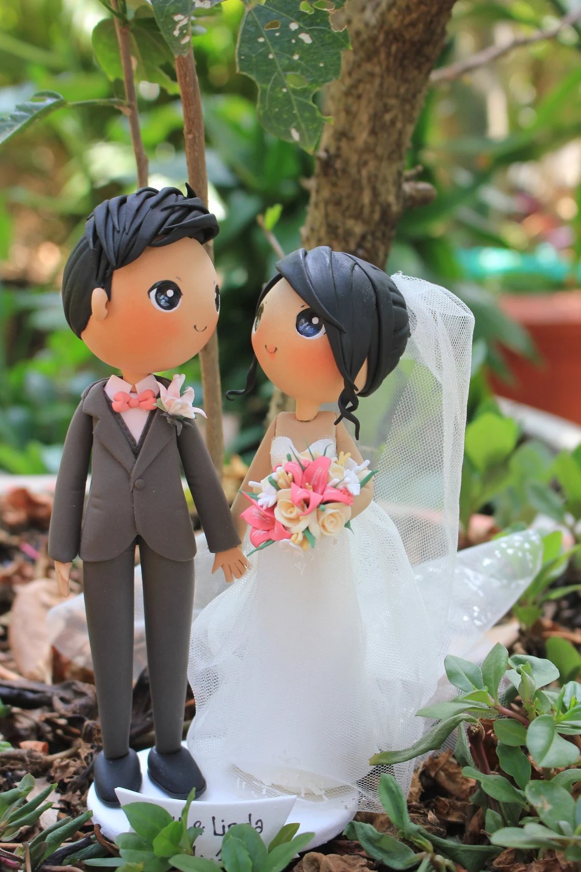 Love at First Sight Clay Figurine Wedding Cake Topper