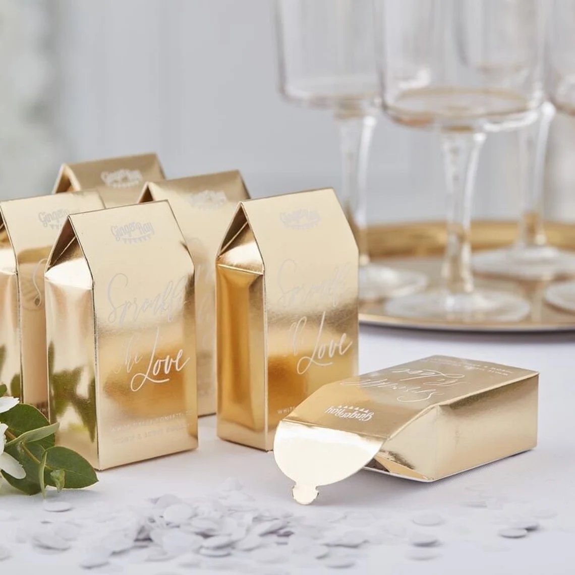 Gold Accents Wedding Favor Boxes