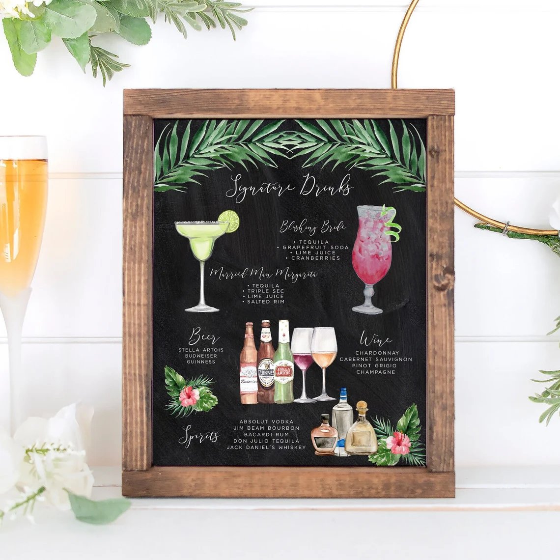 Tropical Drink Wedding Menu Template