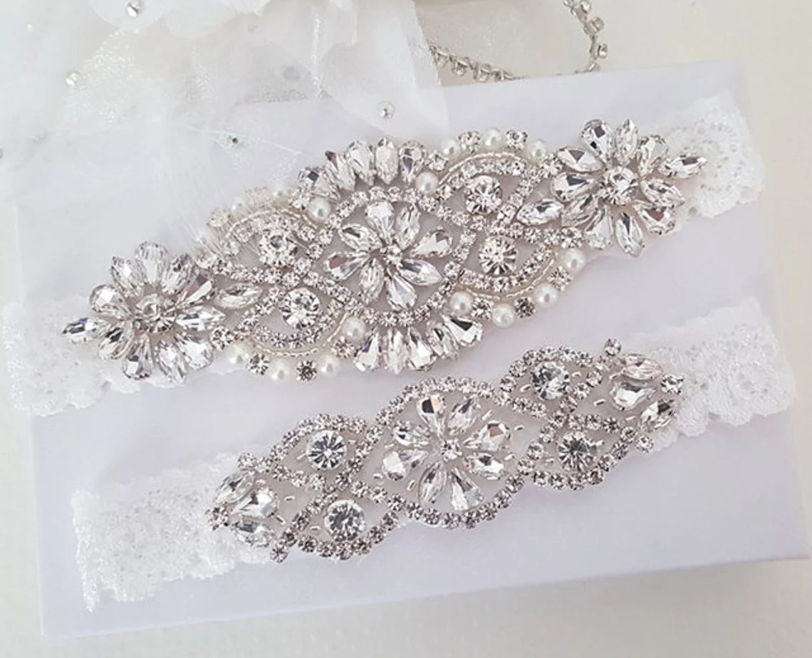 Diamond Rhinestone Bridal Garter Set