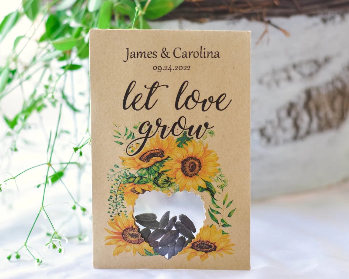Let Love Grow Sunflower Wedding Seed Favors