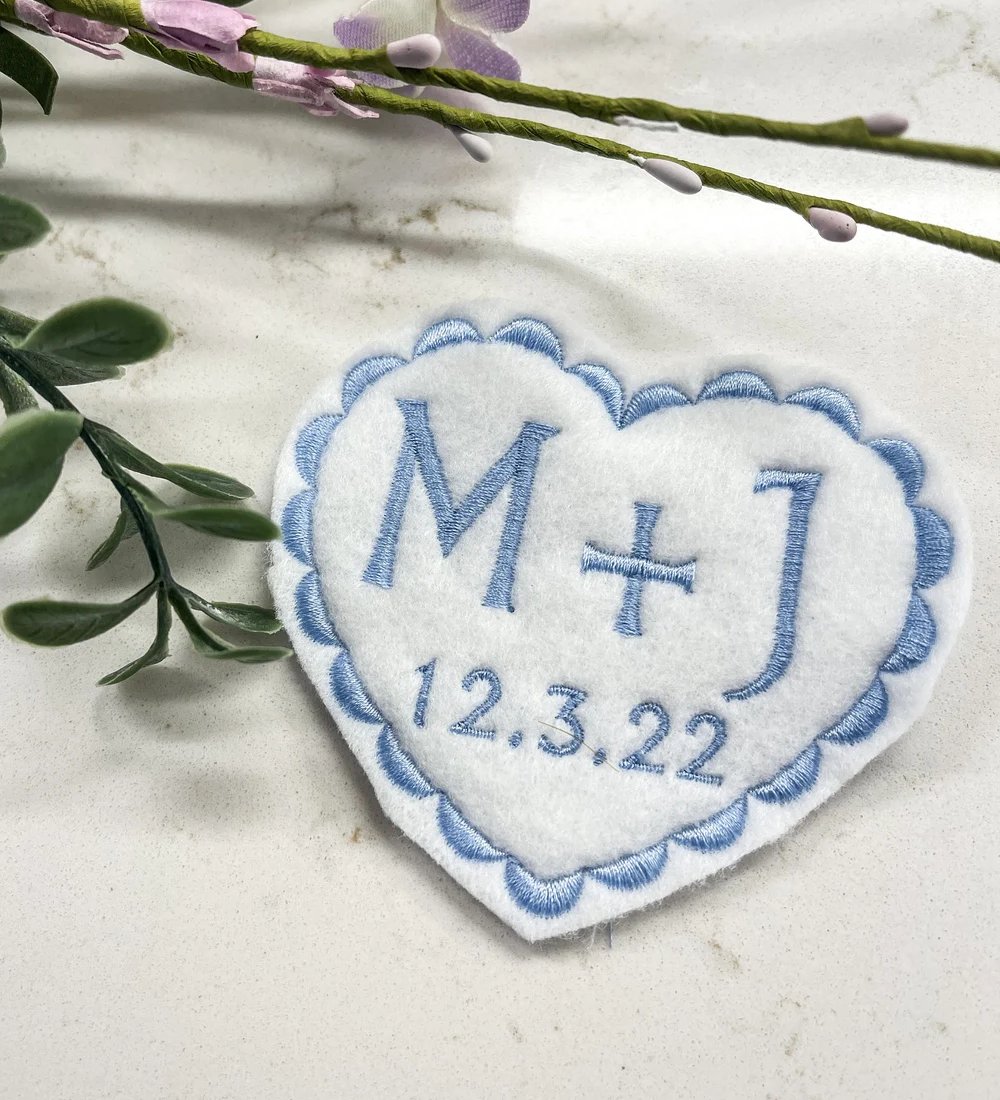 Something Blue Personalized Wedding Dress Patch