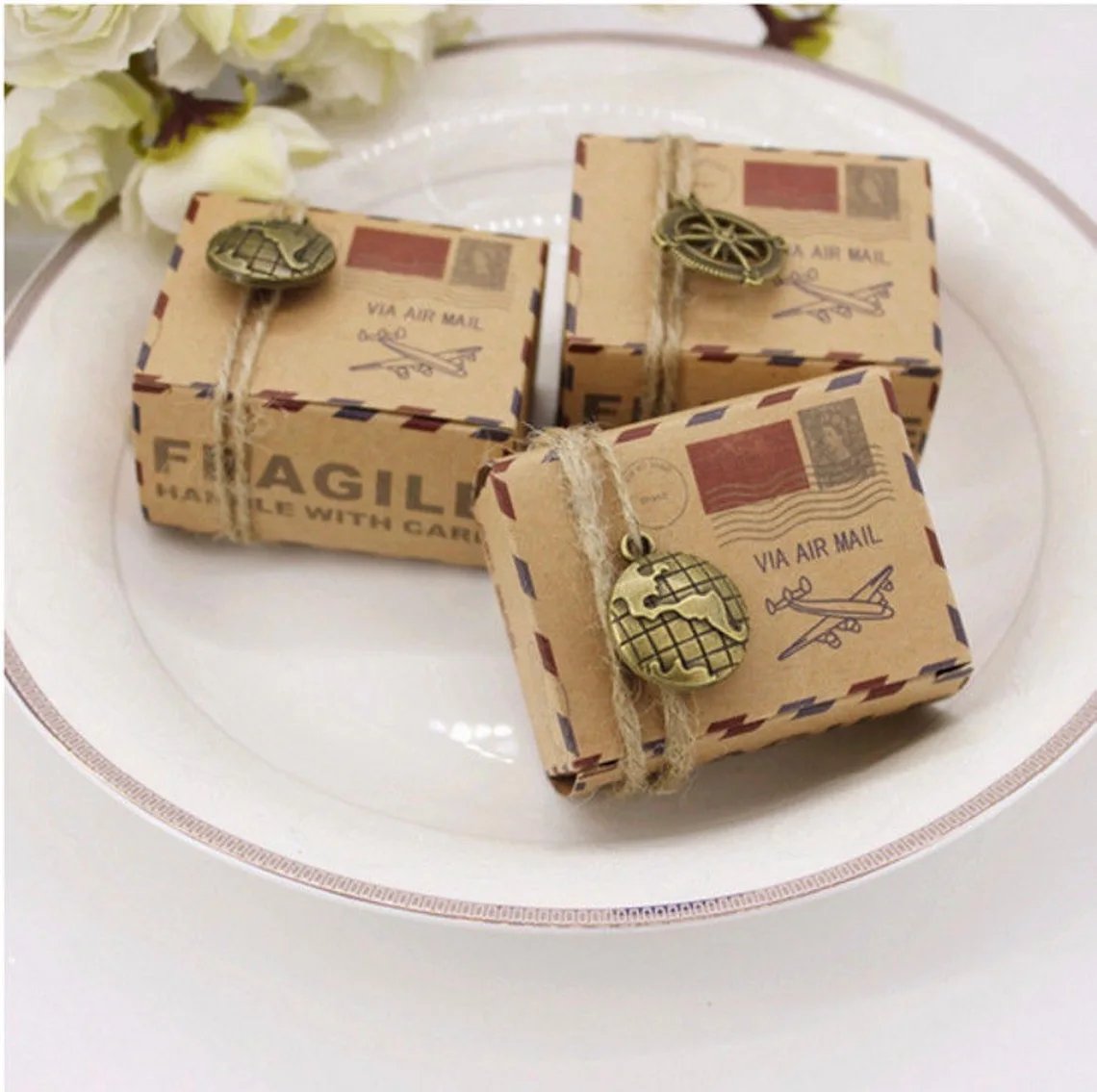 Travel Theme Wedding Favor Boxes