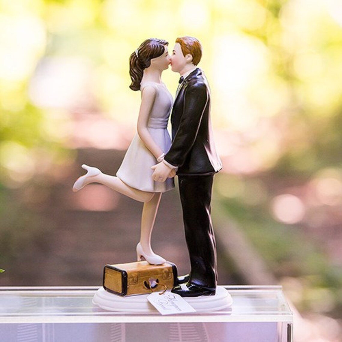 A Kiss and We're Off - Travel Theme Wedding Cake Topper