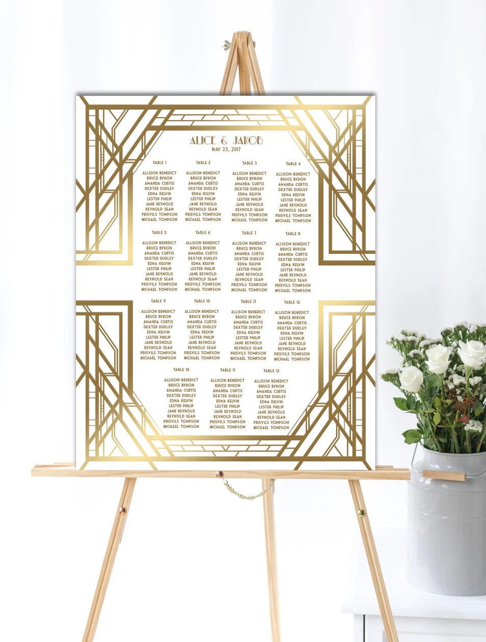 Great Gatsby Inspired Wedding Seating Chart Printable