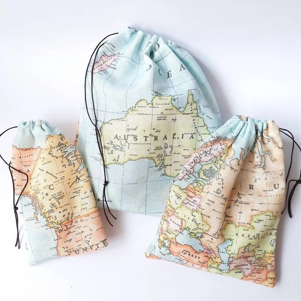 World Map Travel Wedding Favor Bags