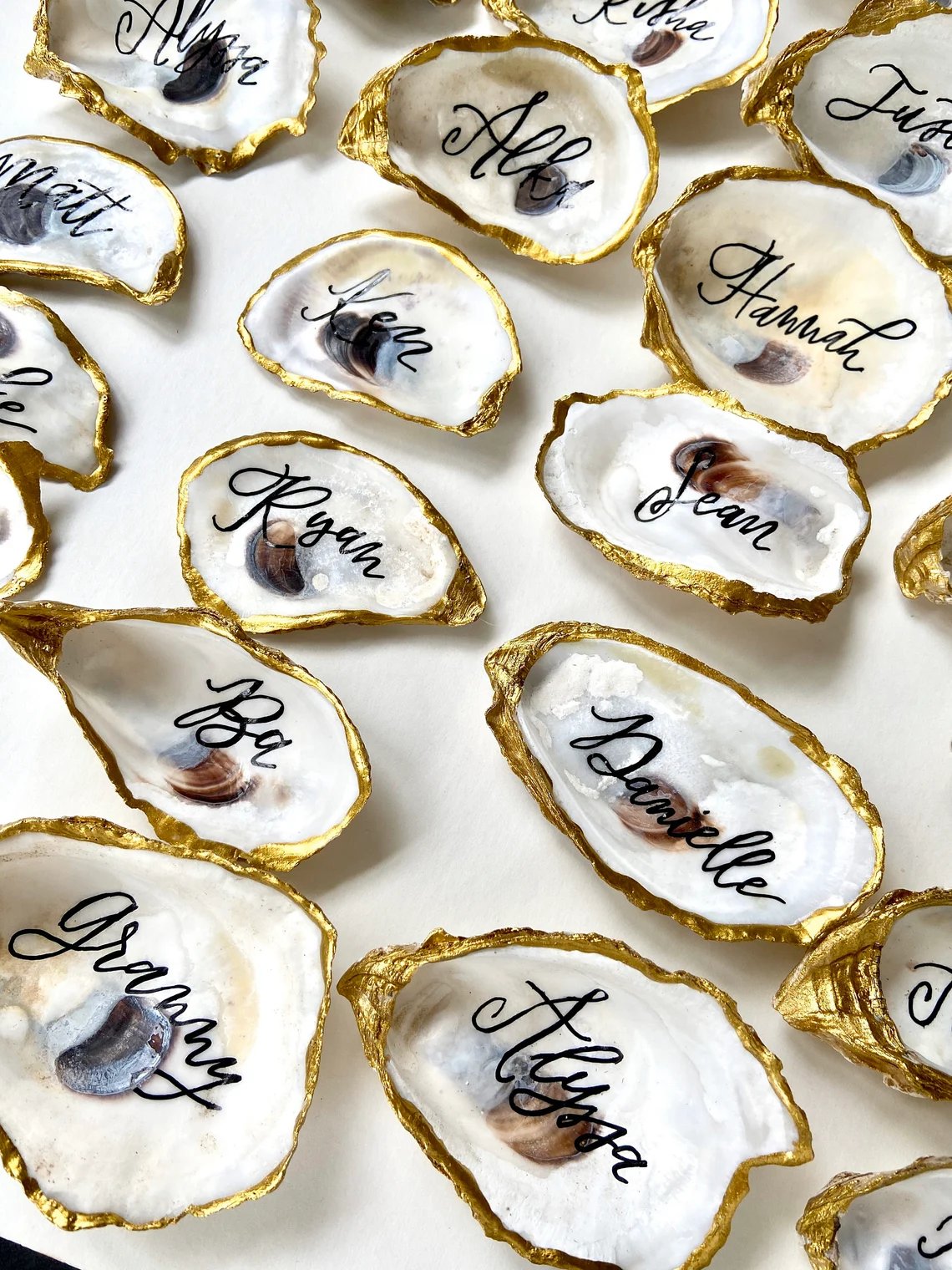 Gold Metallic Oyster Shell Place Card Wedding  Favors