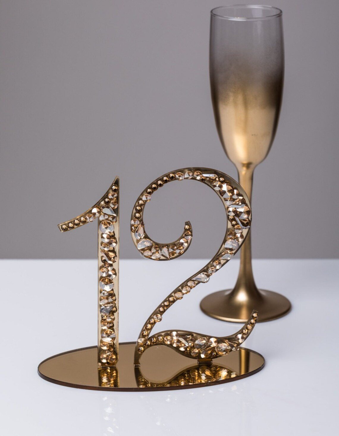 Gold Rhinestone Wedding Table Numbers Sparkling Wedding Decor