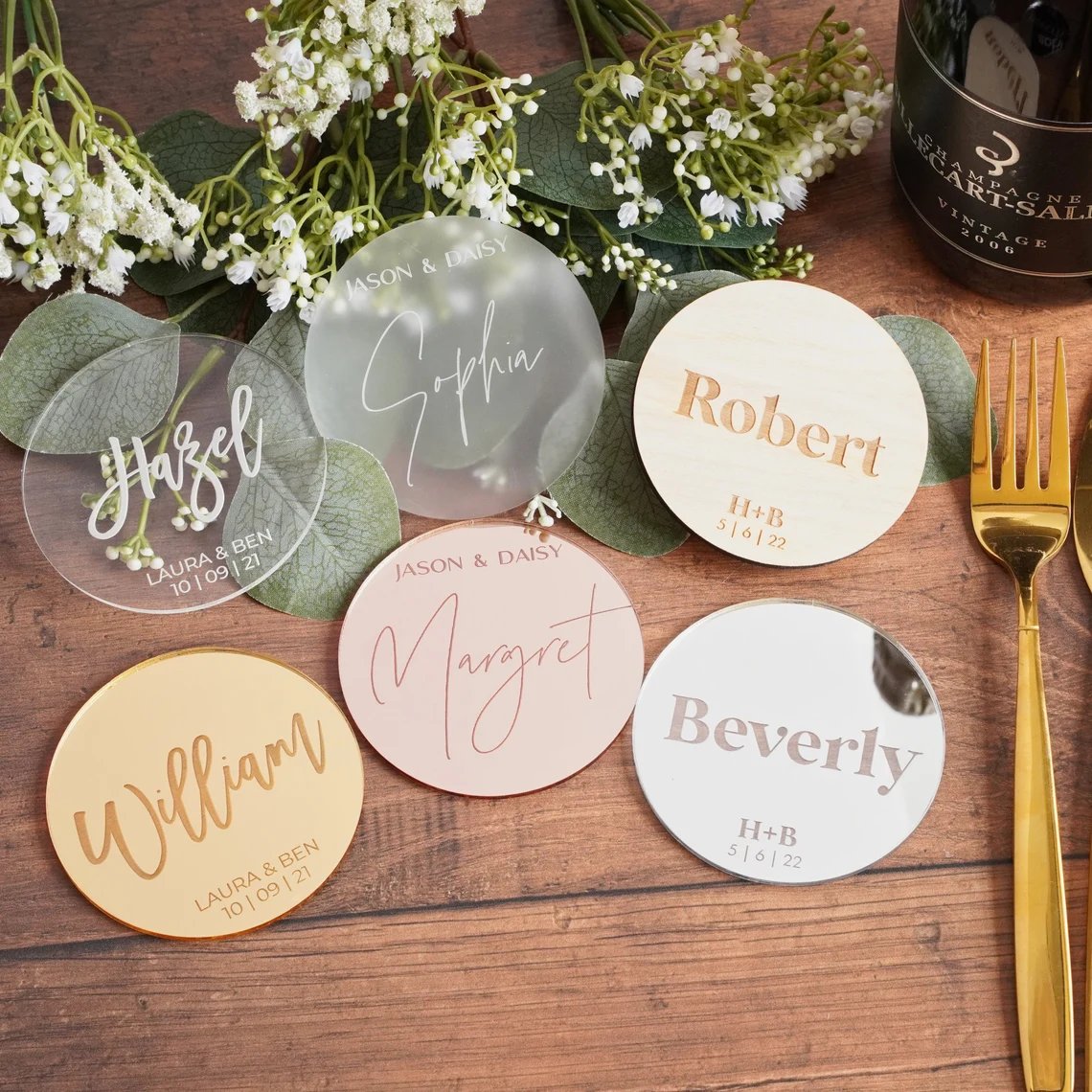 Personalized Bulk Coaster Wedding Place card Favors