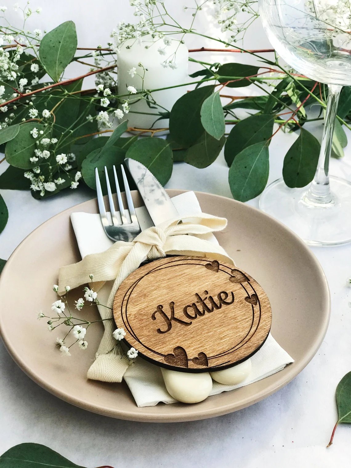 Personalized Name Wooden Coaster Place Card Favor