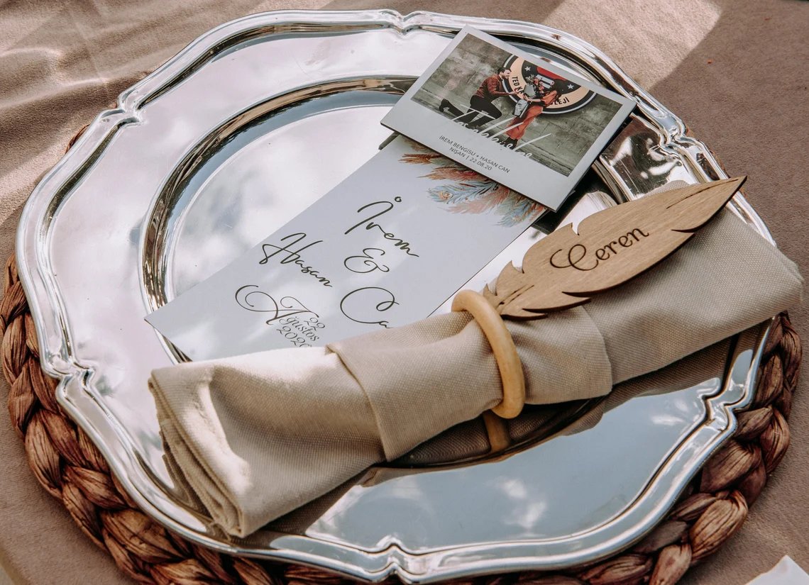 Wooden Feather Wedding Place Cards