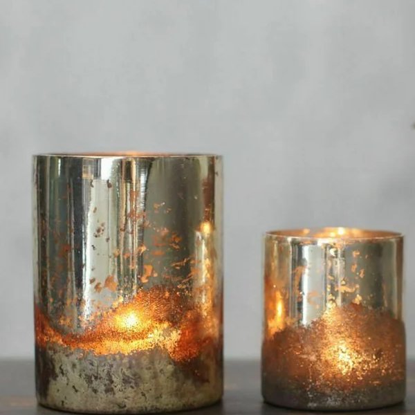 Silver Mercury Glass Tea Light Candle Holders
