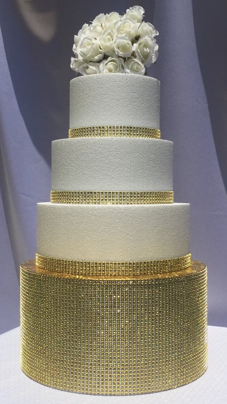 Sparkly Gold Bling Rhinestone Wedding Cake Stand