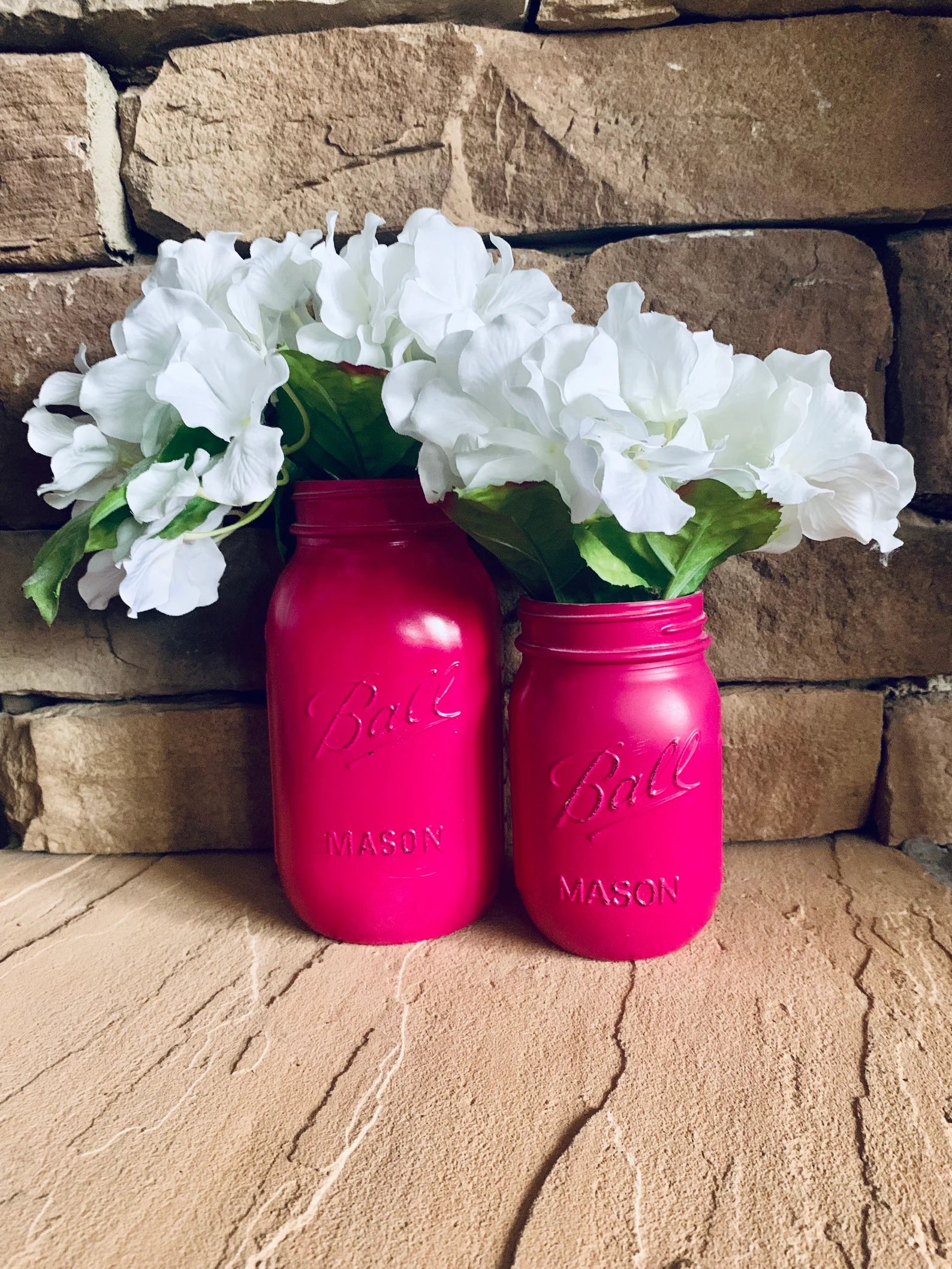 Magenta Pink Mason Jar Weeding Centerpieces