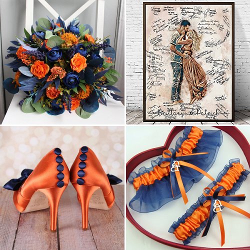 Burnt Orange & Navy Blue Wedding Details
