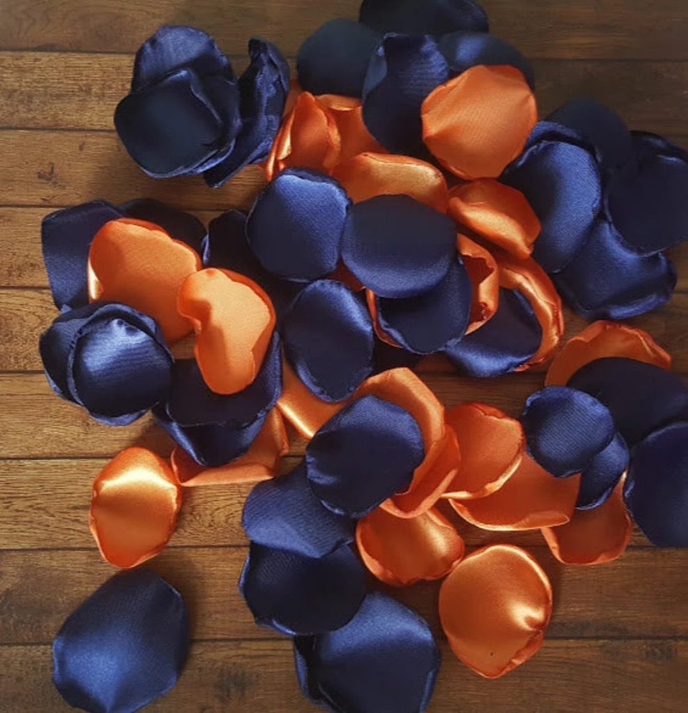 Burnt Orange & Navy Blue Flower Petals