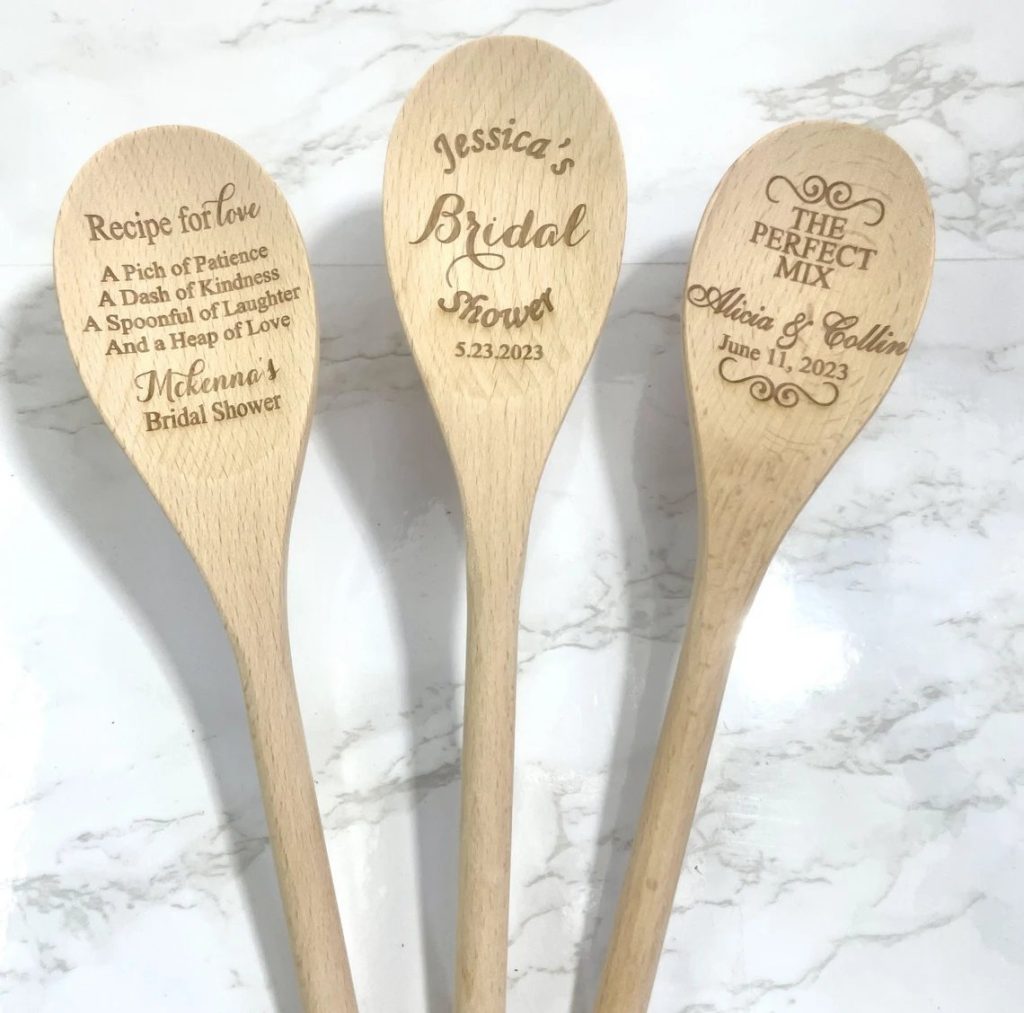 Engraved Wooden Spoon Wedding Bridal Shower Favors