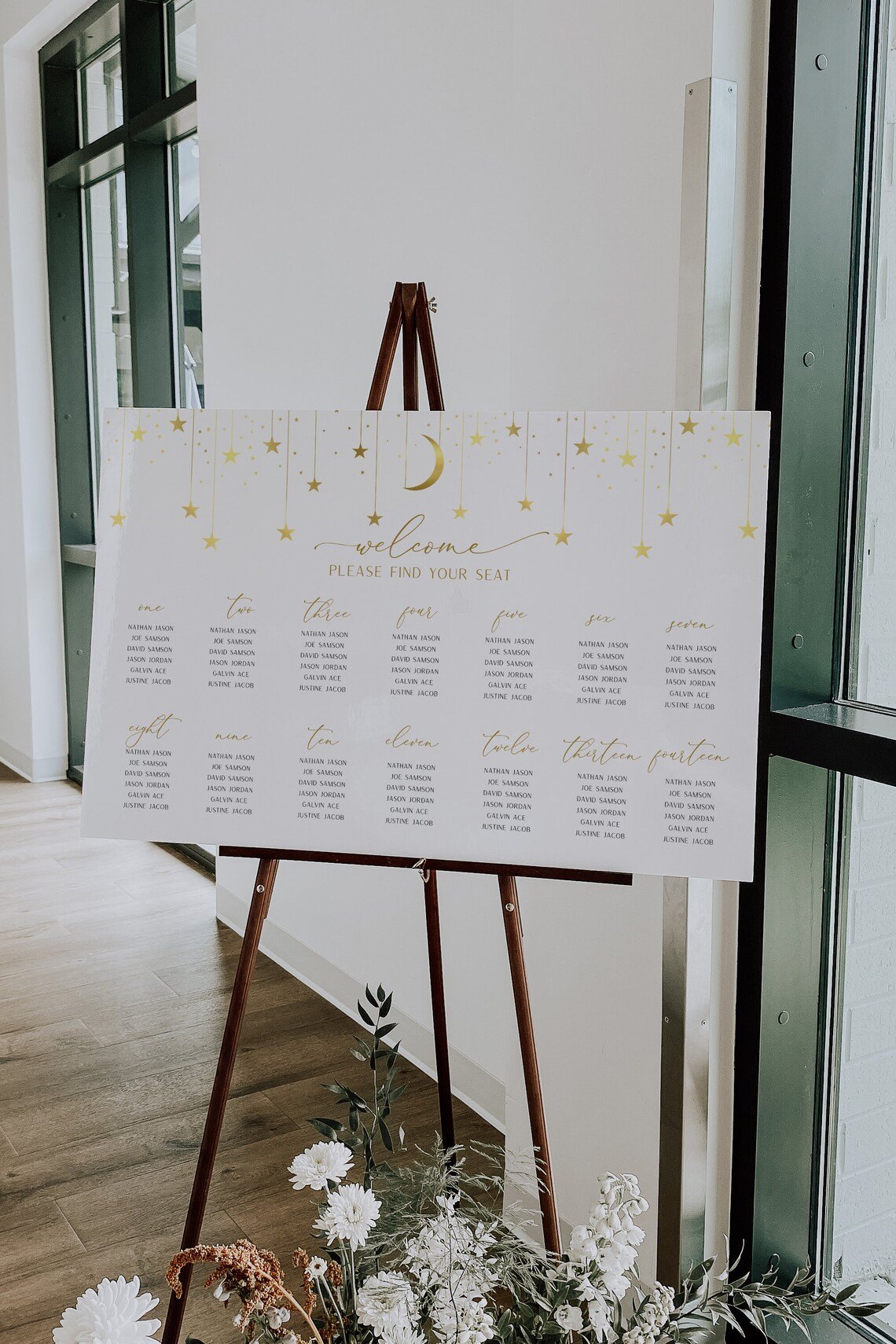 Moon & Star Wedding Seating Chart  Printable