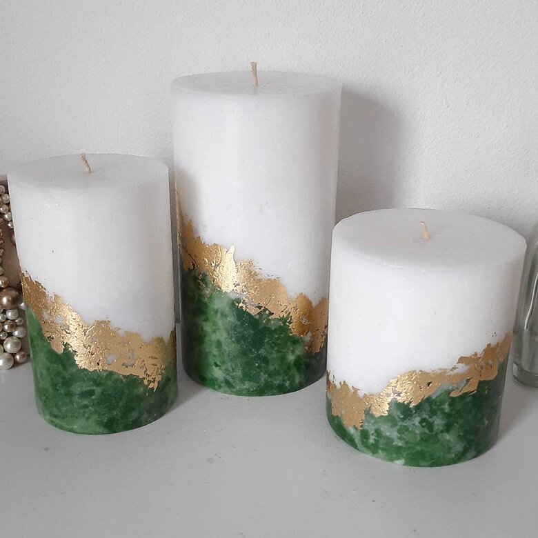 Emerald Green Pillar Candle Wedding Centerpieces