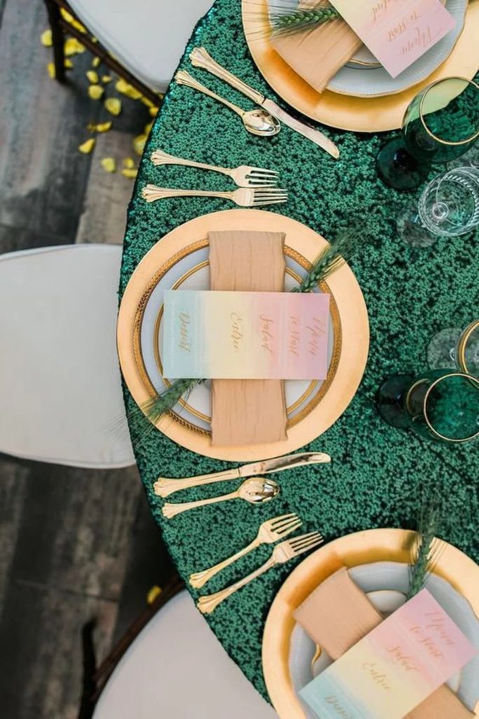 Emerald Green Sequin Tablecloth Wedding Decor