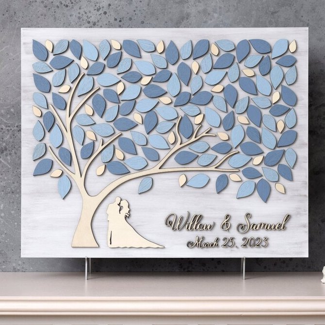 Dusty Blue Wedding Guest Book Alternative