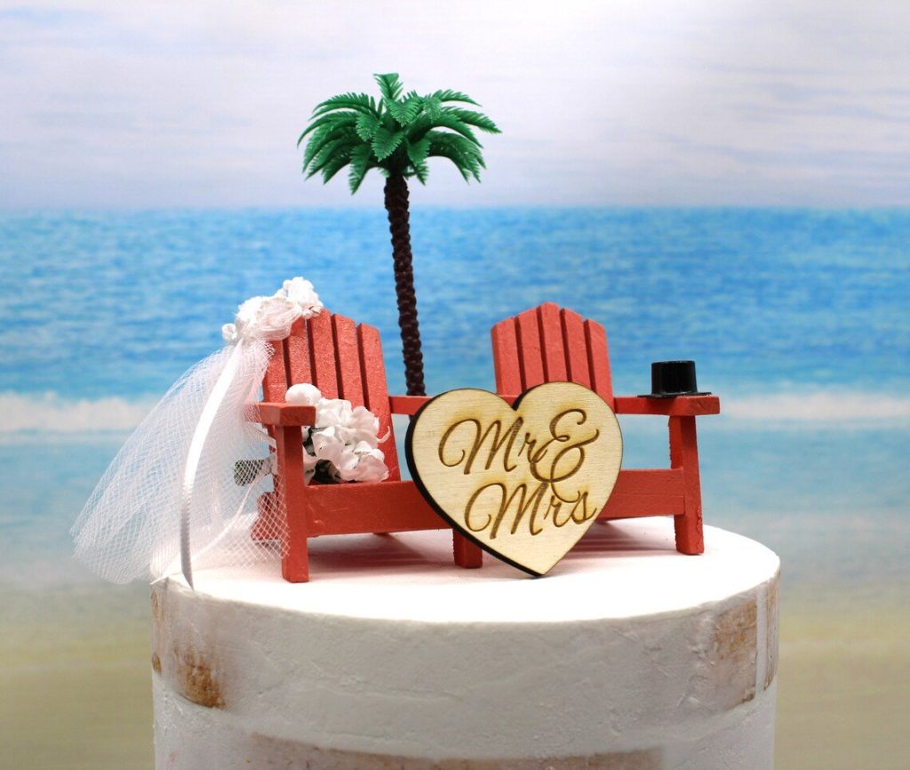 Adirondack Chairs Beach Wedding Cake Topper