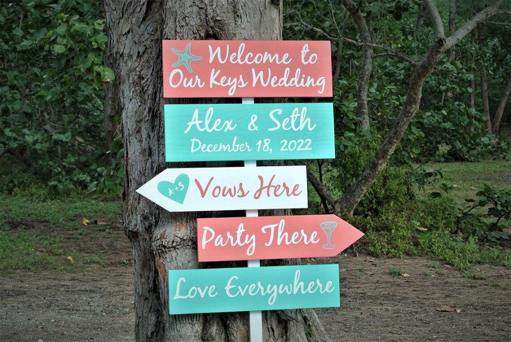 Destination Beach Wedding Directional Sign