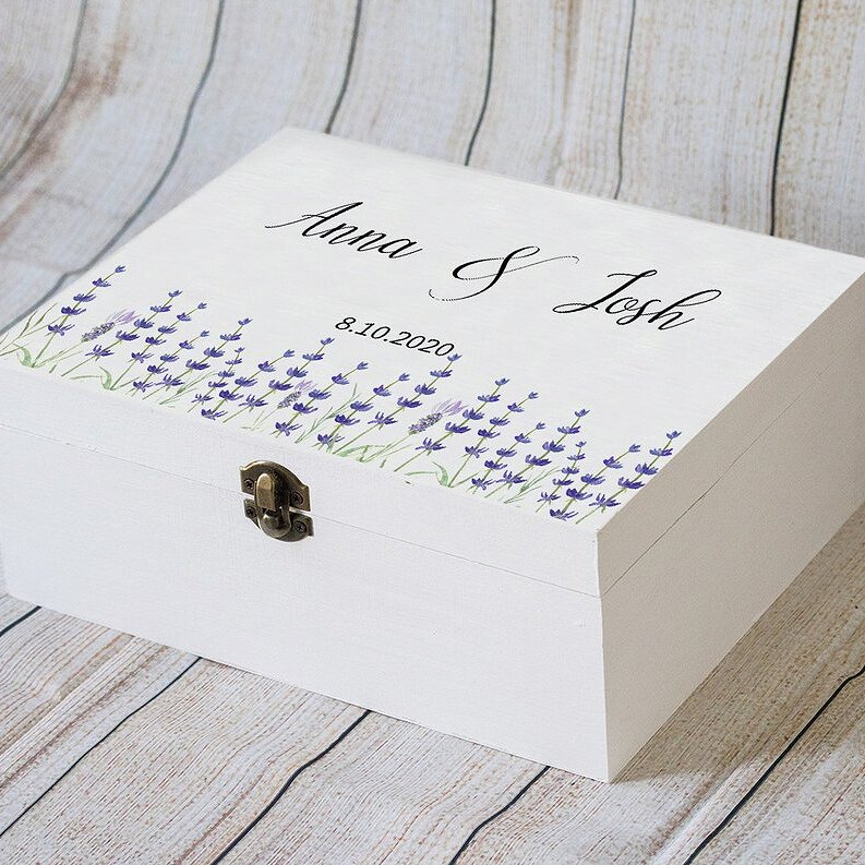 Lavender Personalized Wedding Keepsake Box
