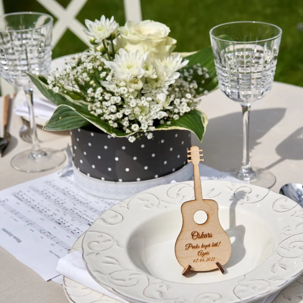 Engraved Guitar Wedding Place Card