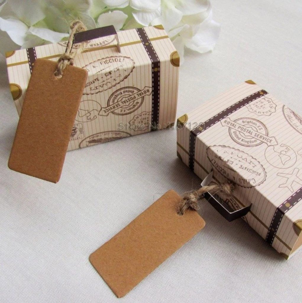 Vintage Suitcase Travel Themed Wedding Favor Boxes