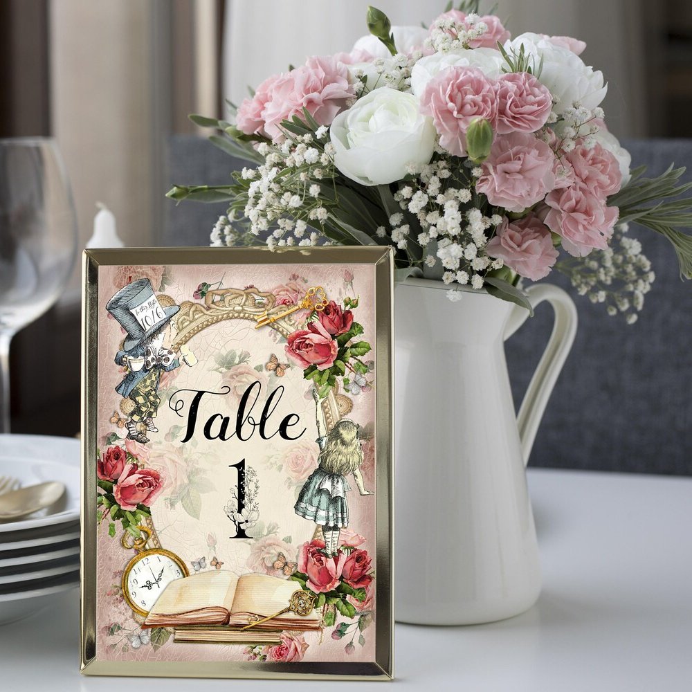 Alice in Wonderland Table Number Card Printable