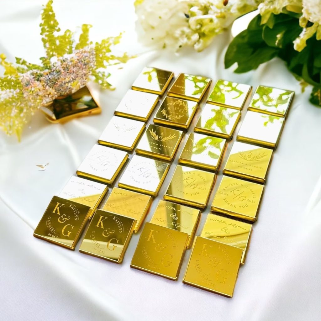 Gold Mirror Chocolate Wedding Favors