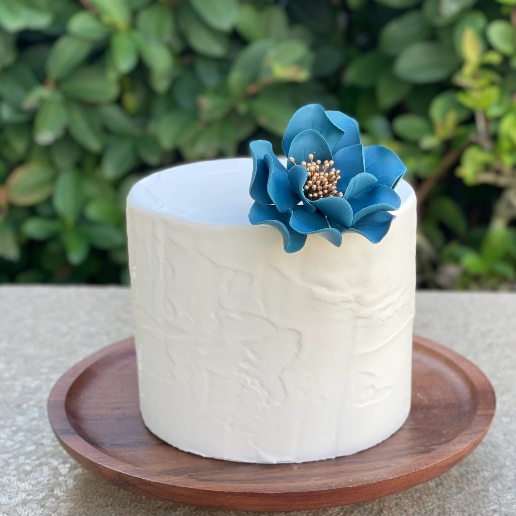 Teal & Gold Open Rose Sugar Flower Wedding Cake Decor