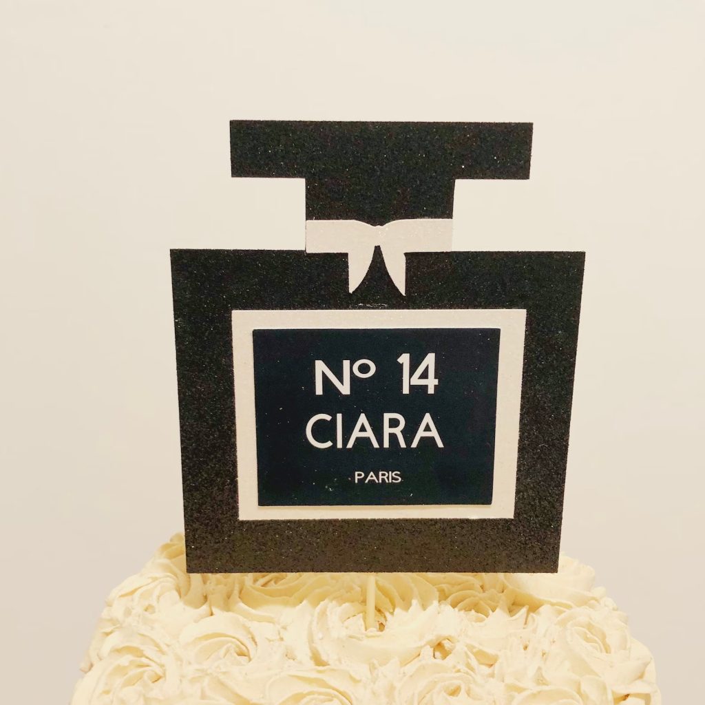 Coco Chanel Perfume Bottle Bridal Shower Cake Topper