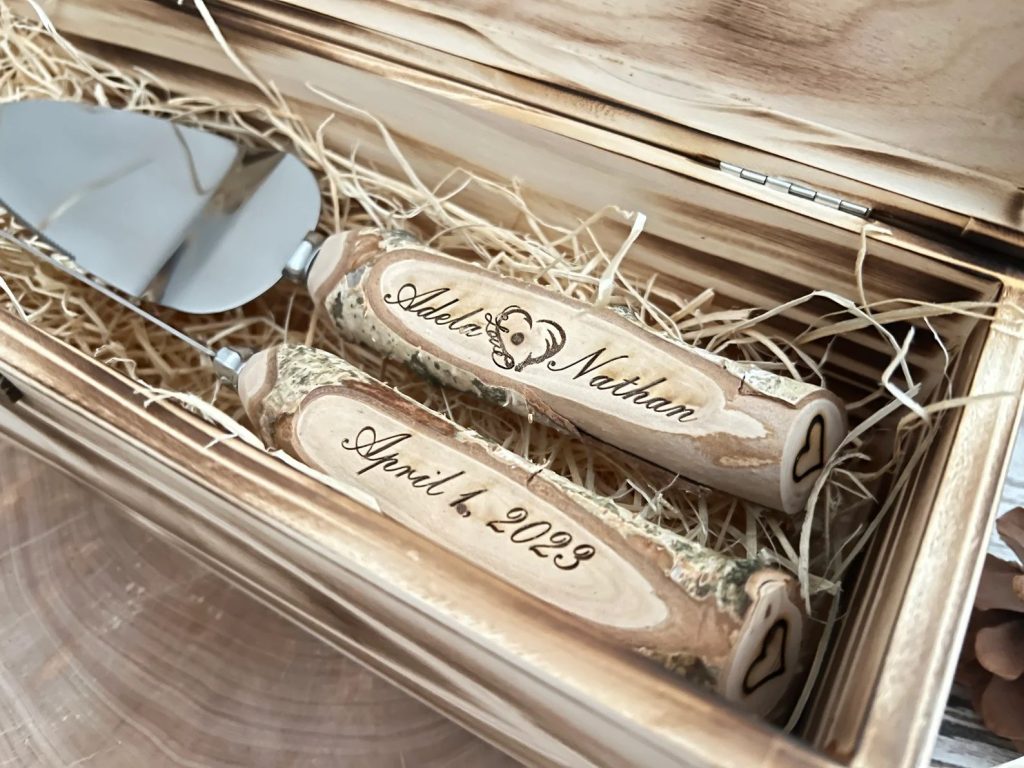 Personalized Rustic Wedding Cake Server Set