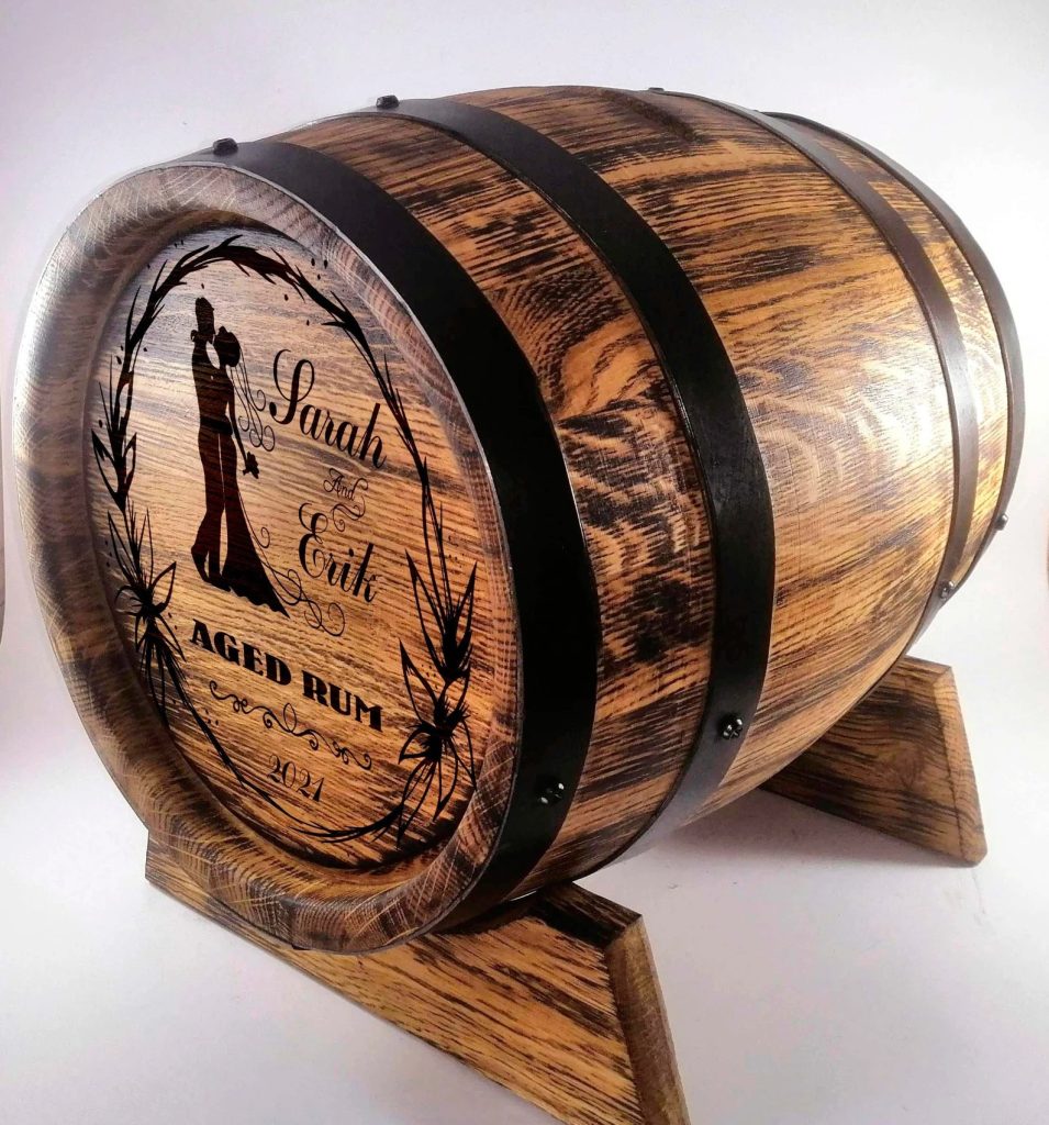 Personalized Whiskey Barrel Wedding Card Box